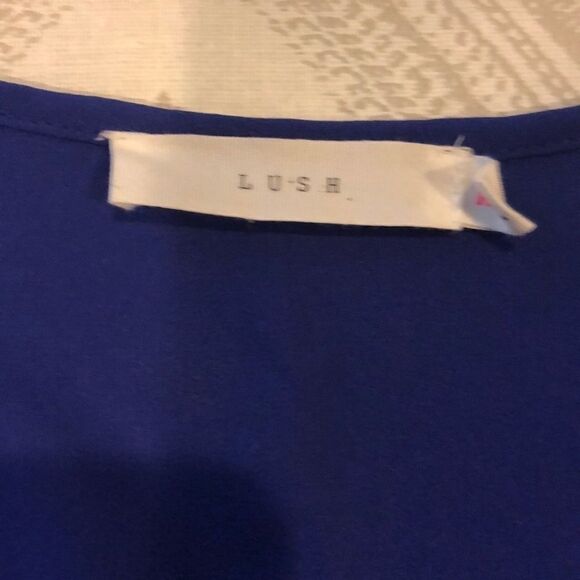 Lush Blue Blouse V Neck with 3/4 Sleeves - Picture 3 of 5